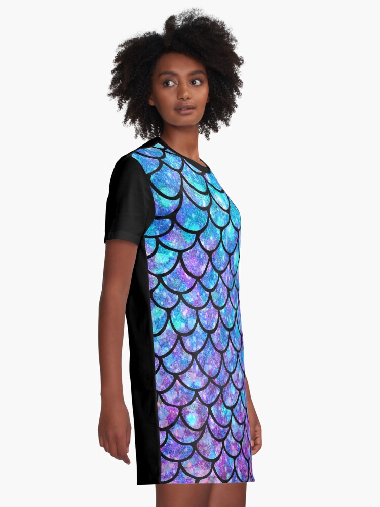 Alternate view of Purples & Blues Mermaid scales Graphic T-Shirt Dress