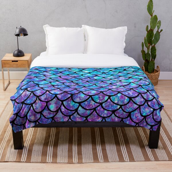 Purples & Blues Mermaid scales Throw Blanket