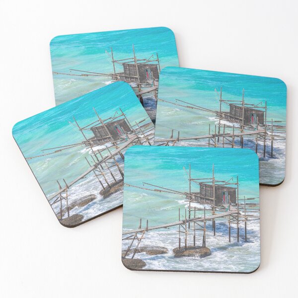 Item preview, Trabocchi coast in Abruzzo with big waves on rough sea - Italy - a trabucco is an old fishing machines famous in south italy sea designed and sold by fineartitalia.