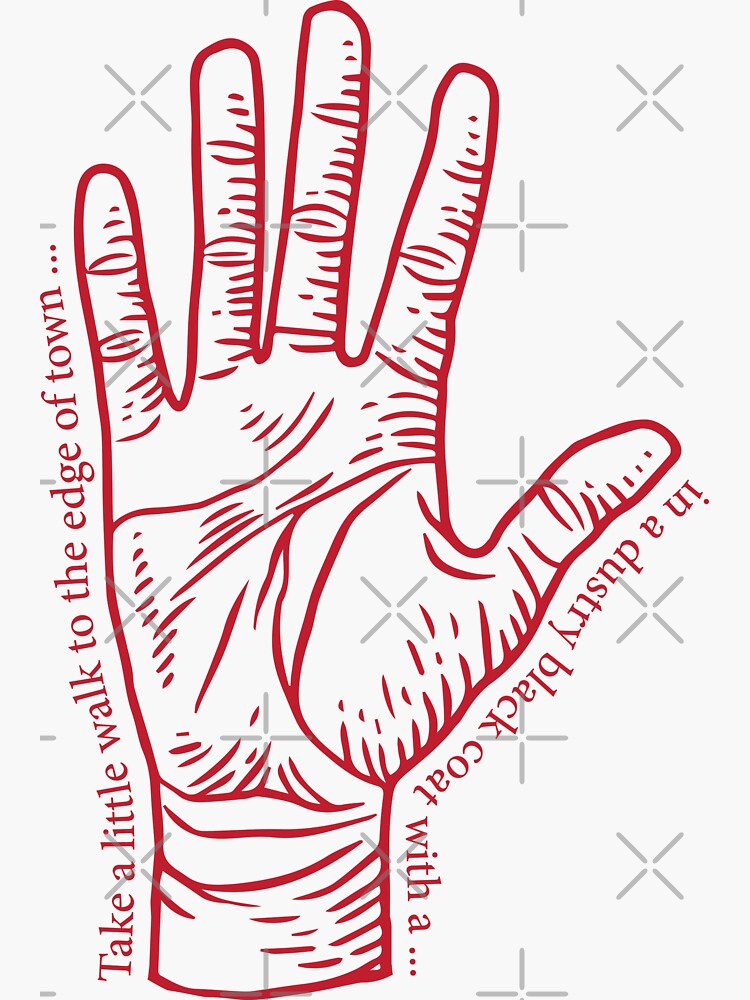 "Red Right Hand with Lyrics" Sticker for Sale by fireflyG Redbubble