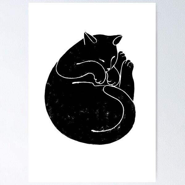 Monochromatic linocut style logo of an angry cat