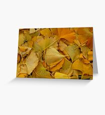 Fallen Ginkgo tree leaves . Greeting Card