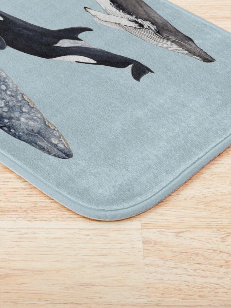 "Orca, humpback and grey whale" Bath Mat for Sale by CHLOEYZOARD