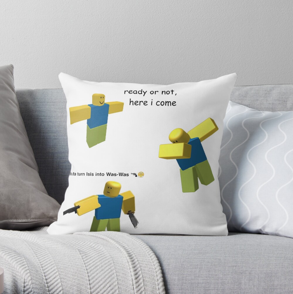 Roblox Meme Sticker Pack Throw Pillow By Andreschilder Redbubble - funny roblox memes pillows cushions redbubble