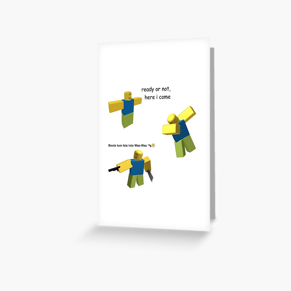 Roblox Meme Sticker Pack Greeting Card By Andreschilder Redbubble - roblox memes stickers redbubble