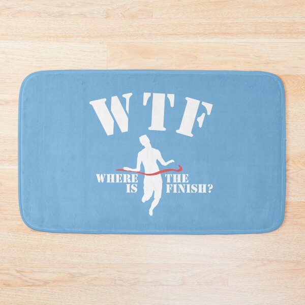 Item preview, WTF Running PUN Where's The Finish funny marathon running graphic with red ribbon finishing runner designed and sold by alenaz.
