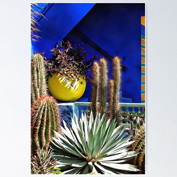 Cactus Against Blue Background Poster