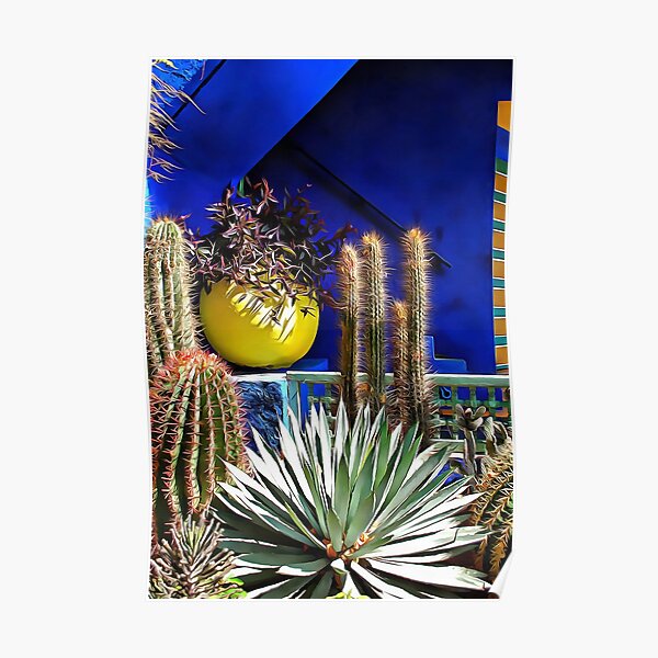 Cactus Against Blue Background Poster