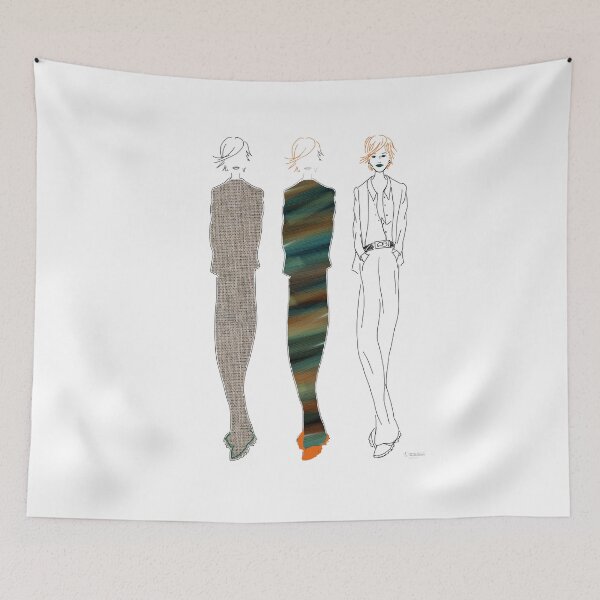 Item preview, Fashion sketch of 3 ladies designed and sold by Barbara Baumann Illustration.
