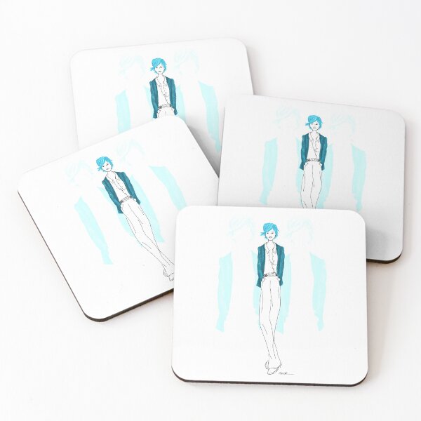 Item preview, Fashion illustration of a blue lady designed and sold by Barbara Baumann Illustration.