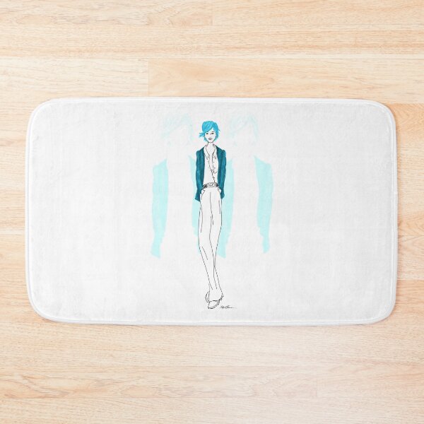 Item preview, Fashion illustration of a blue lady designed and sold by Barbara Baumann Illustration.