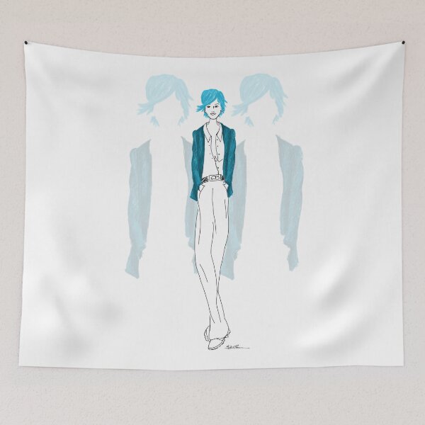 Item preview, Fashion illustration of a blue lady designed and sold by Barbara Baumann Illustration.