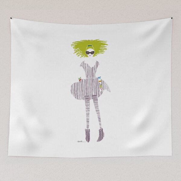 Item preview, Fashion Sketch of a lady with green hair designed and sold by Barbara Baumann Illustration.