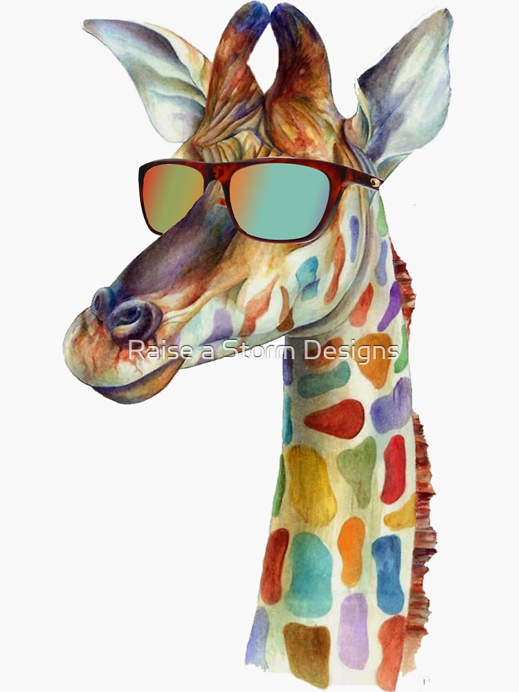 Funky Giraffe Sunglasses Sticker By Markstones Redbubble