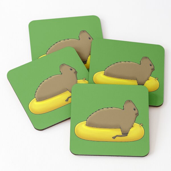 Item preview, Capybara relaxing on an inflatable ring designed and sold by delightedtodraw.