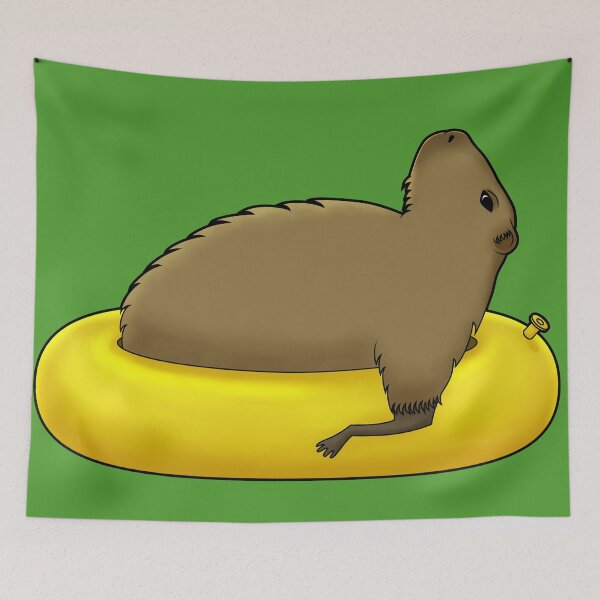 Item preview, Capybara relaxing on an inflatable ring designed and sold by delightedtodraw.