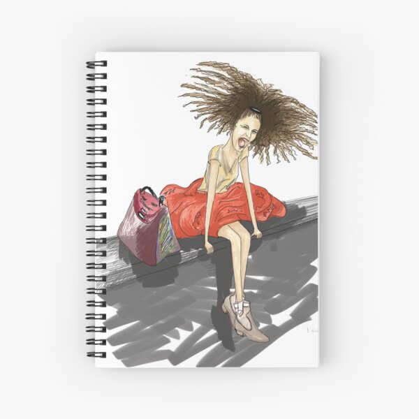 Modezeichnung einer Lady mit viel Haar Spiralblock