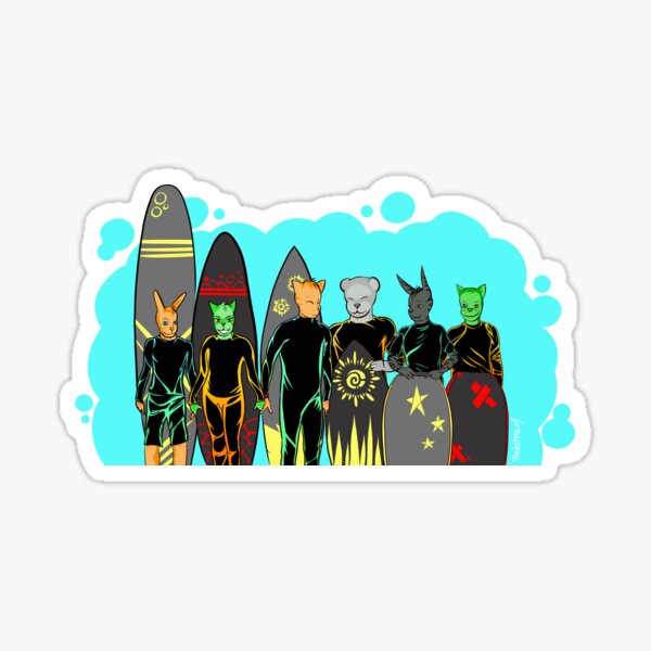 Surfin' Friends (art for surfers and kids) Sticker