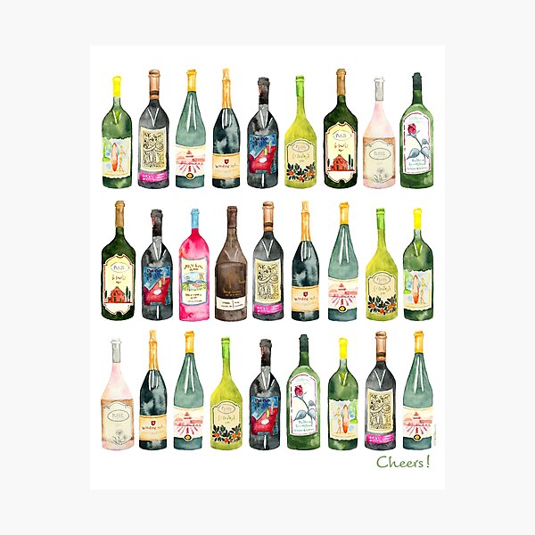 Cheers Wine Bottles Photographic Print