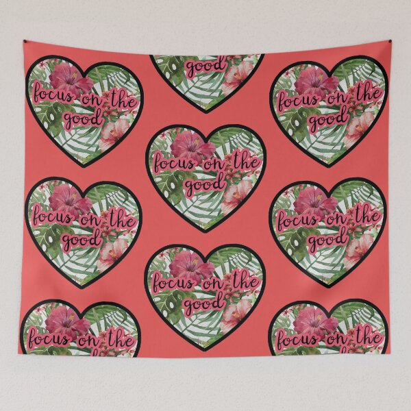 Item preview, Focus on! Mantra Positive Boho HEART TROPICAL FLOWERS designed and sold by Bebichic.