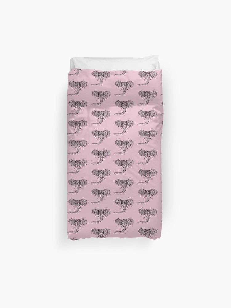 Pastel Pink Elephant Mandala Duvet Cover By Inklingsbyellie