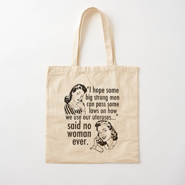 Pro Choice Vintage Humor Cartoon Cotton Tote Bag