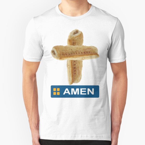 AMEN Greggs Style Sausage Rolls T Shirt Slim Fit T-Shirt