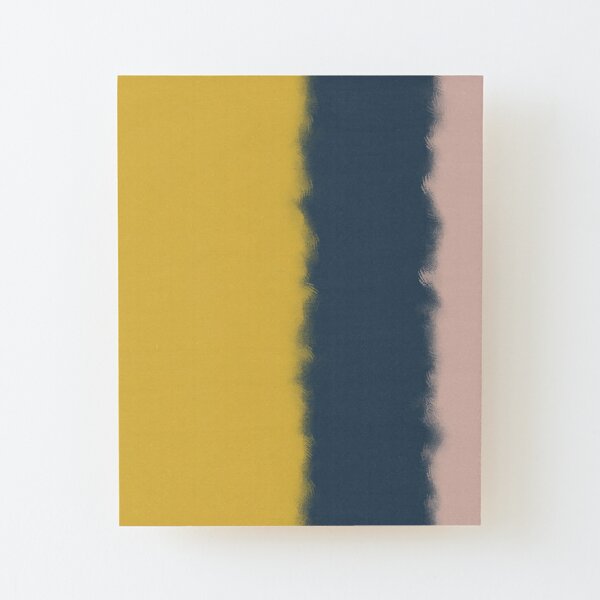 Mustard Yellow, Blush Pink, and Navy Blue Blurred Paint Stripes. Minimalist  Color Block Design | Mounted Print