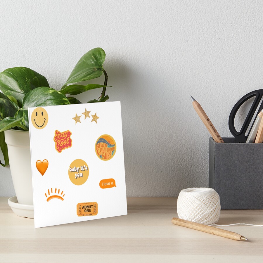 orange yellow vsco tumblr trendy sticker pack art board print by shannondunnx redbubble