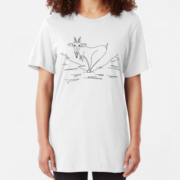 Ziege Schwarz Weiß Slim Fit T-Shirt