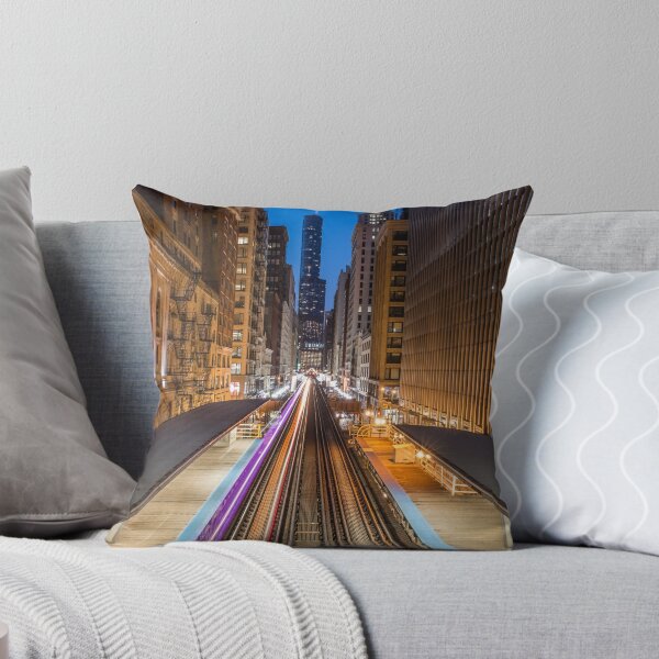 Item preview, Chicago EL train light trails at blue hour designed and sold by Guy  Berresford.