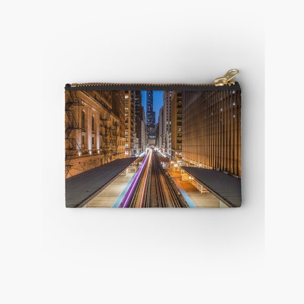 Item preview, Chicago EL train light trails at blue hour designed and sold by Guy  Berresford.