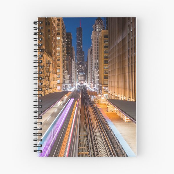 Item preview, Chicago EL train light trails at blue hour 2 designed and sold by Guy  Berresford.