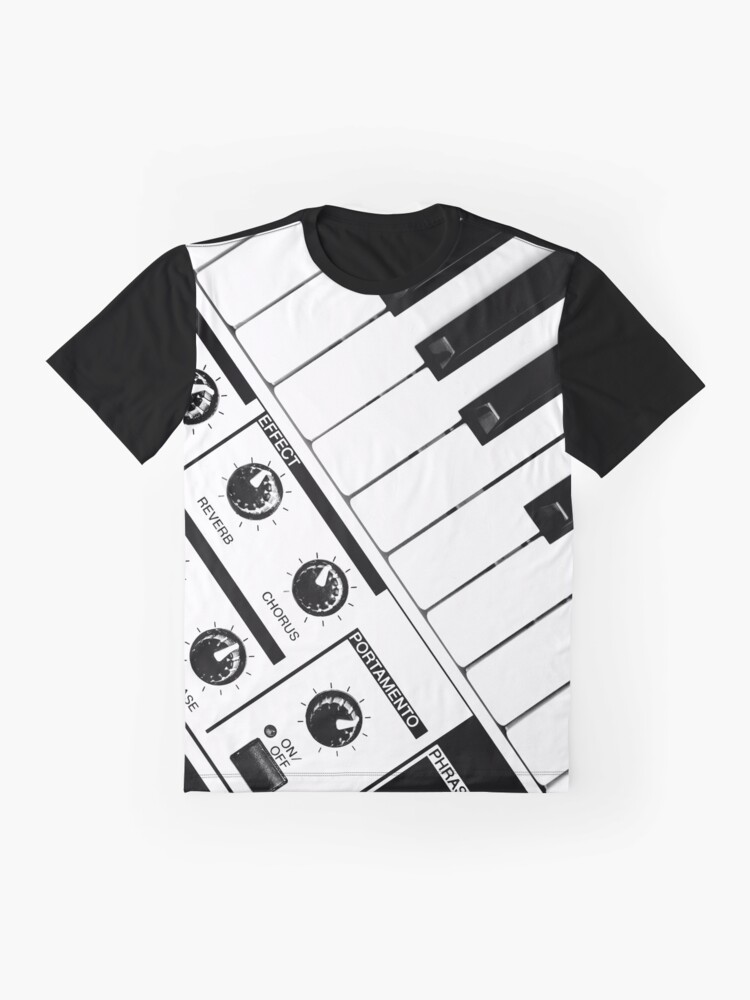 Alternate view of Synthesizer In Black & White Graphic T-Shirt