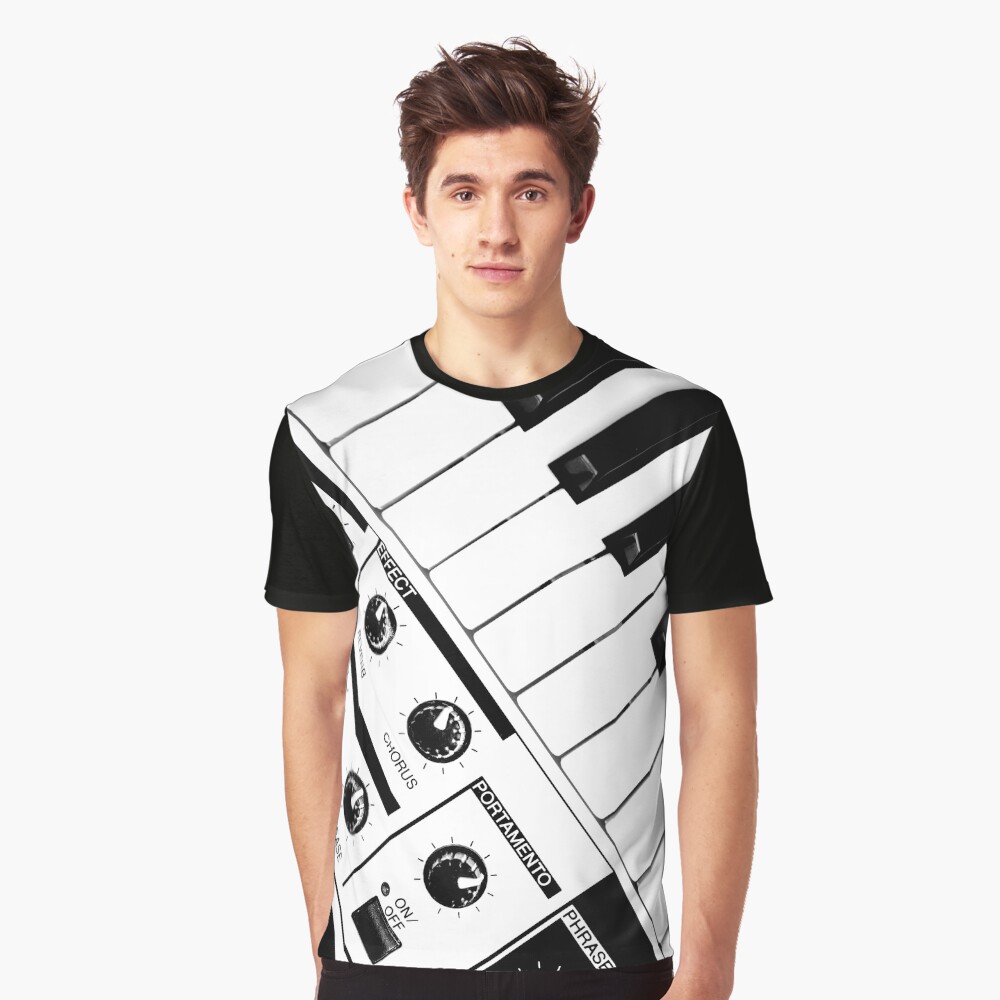 Synthesizer In Black & White Graphic T-Shirt