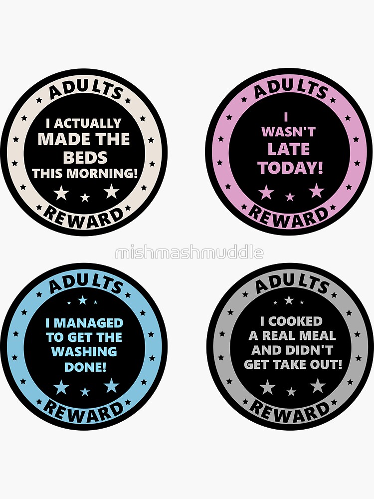 Adult Reward Stickers Sticker for Sale by mishmashmuddle