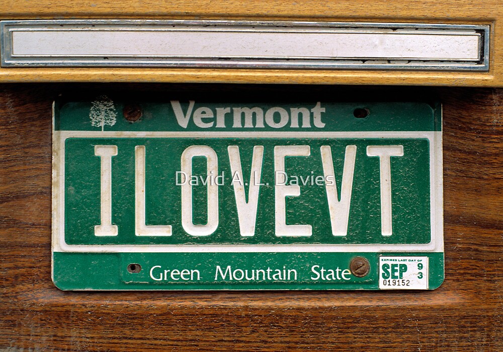 ""I Love Vermont", car registration plate." by David A. L. Davies