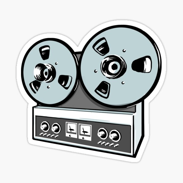 Reel to Reel Tape Deck Recorder with Vintage Scrolls  Sticker for Sale by  javaneka