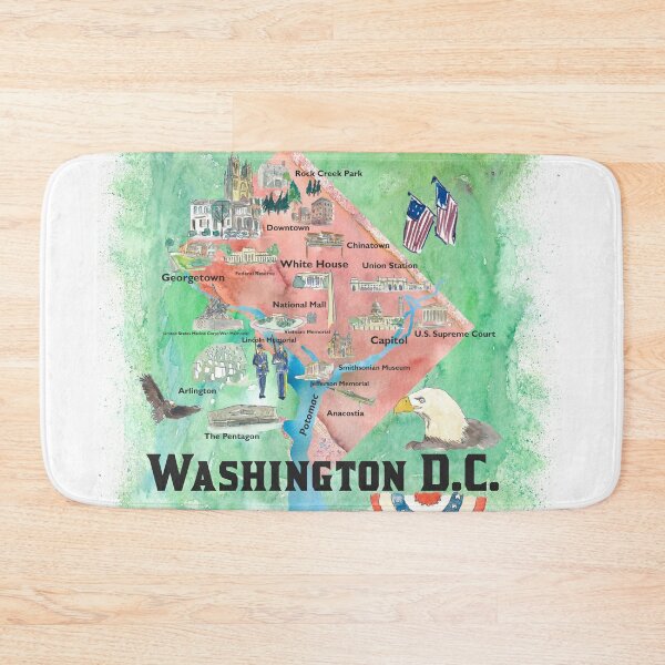 Item preview, Washington DC USA Illustrated Travel Posters Favorite Map Tourist Highlights designed and sold by artshop77.