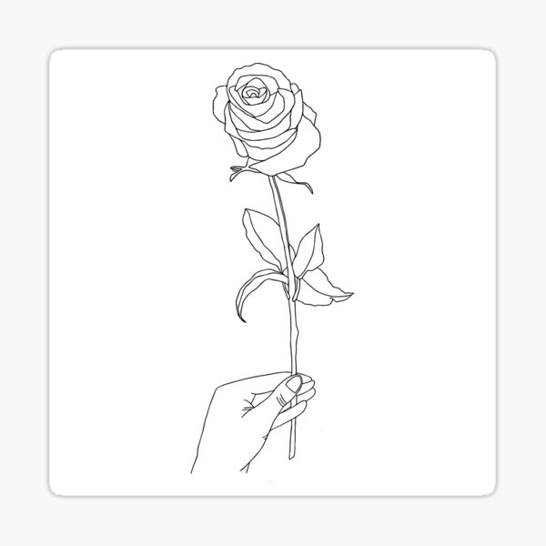 Rose flower in hand minimalist illustration Sticker