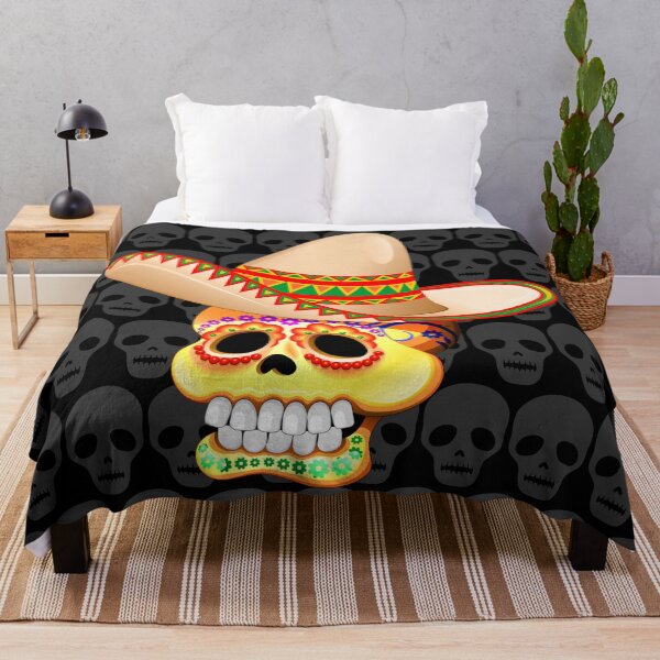 Item preview, Mexico Sugar Skull with Sombrero designed and sold by BluedarkArt.