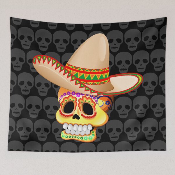 Item preview, Mexico Sugar Skull with Sombrero designed and sold by BluedarkArt.