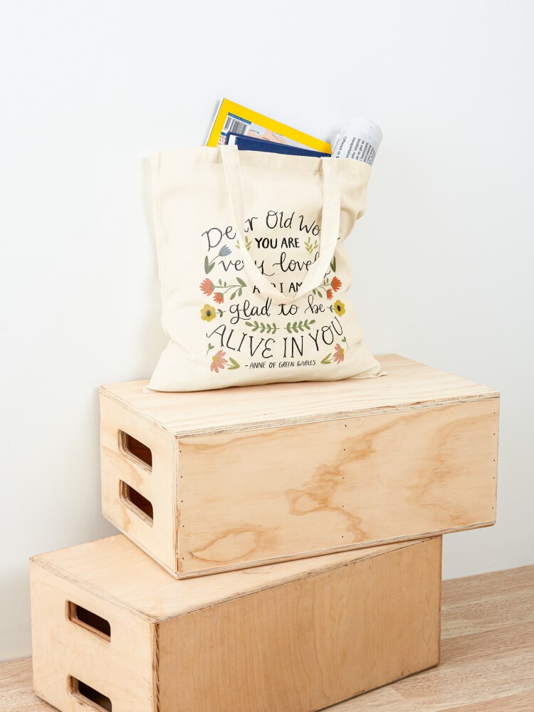 Alternate view of Anne of Green Gables "Dear Old World" Quote Tote Bag