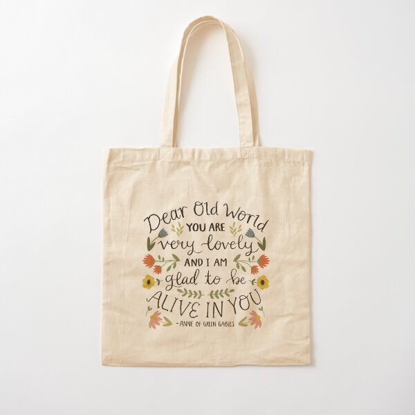 handlettered y emparejado con flores ilustradas digitalmente y vegetación. Bolsa de algodón