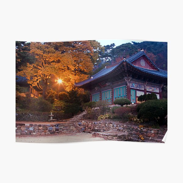 Temple At Dawn Poster
