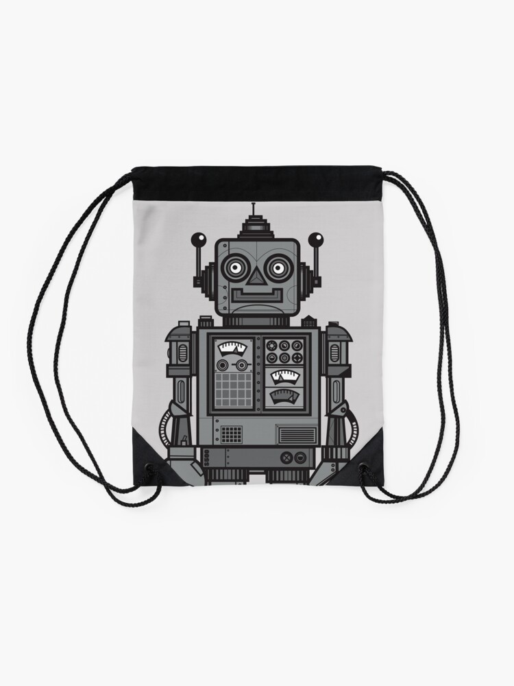 Vintage Robot Drawstring Bag By Wottoart Redbubble 5218
