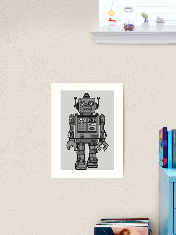 Vintage Robot Sticker for Sale by wottoart