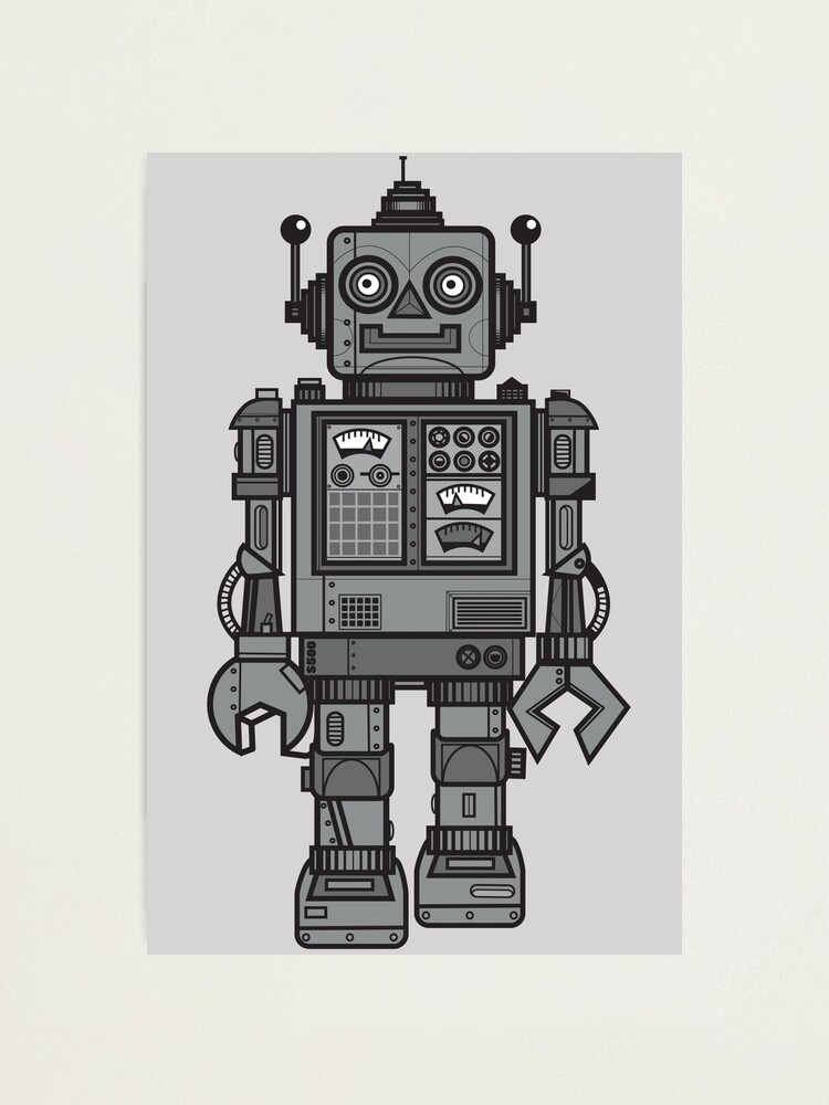 Vintage Robot Sticker for Sale by wottoart