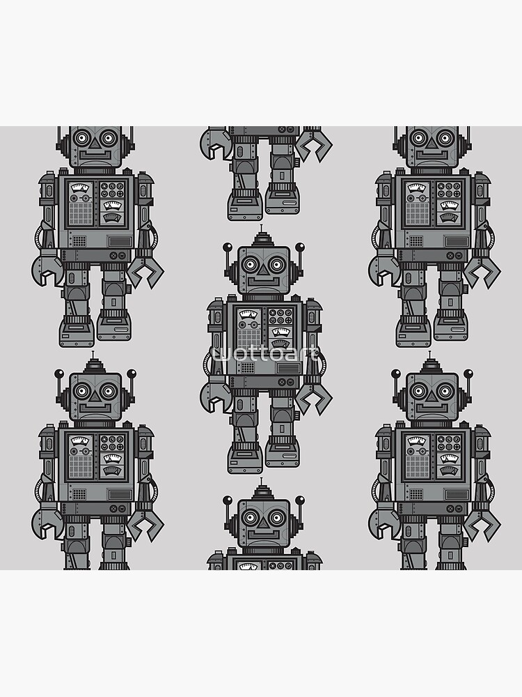 Vintage Robot Sticker for Sale by wottoart