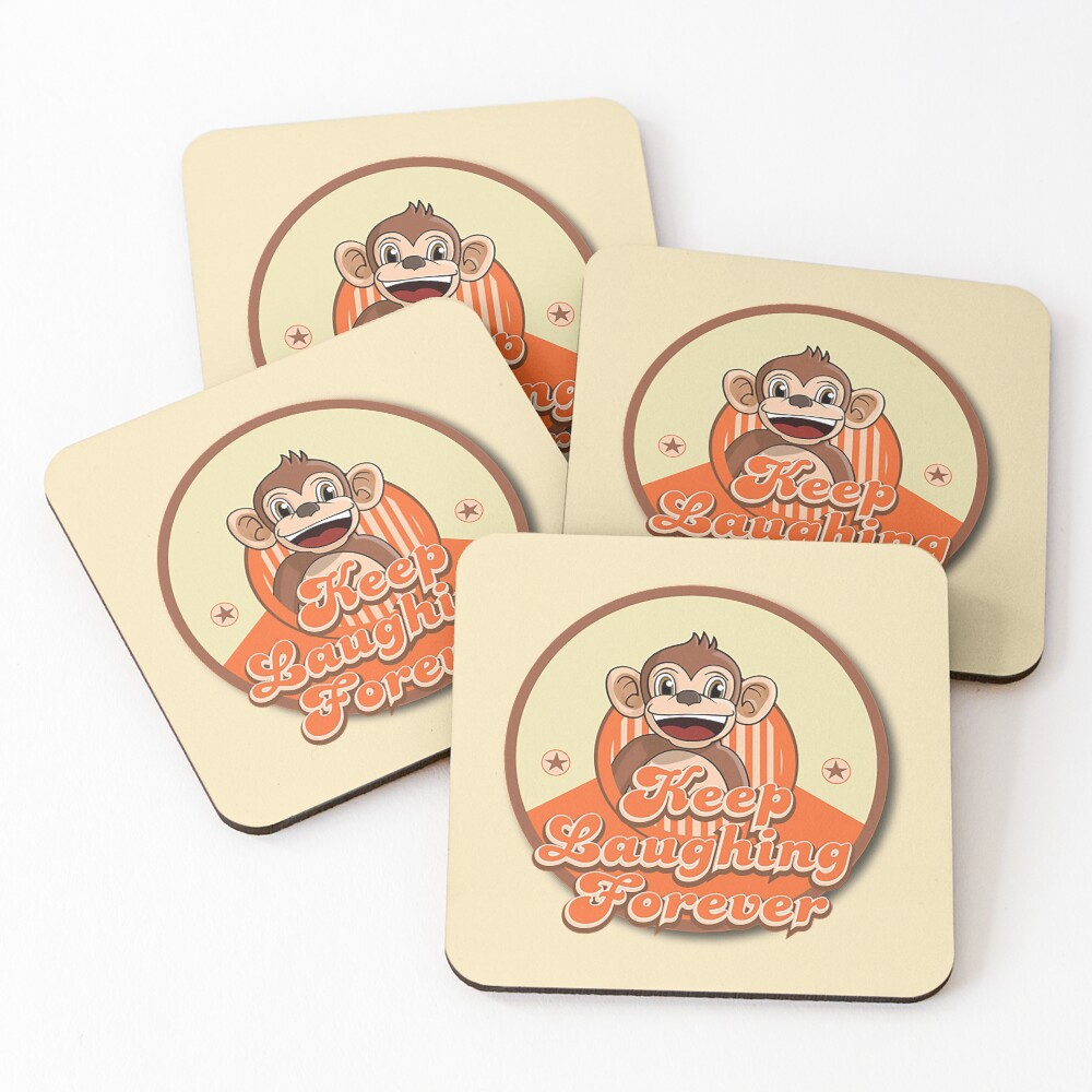 Keep Laughing Forever Retro Monkey Coasters (Set of 4)